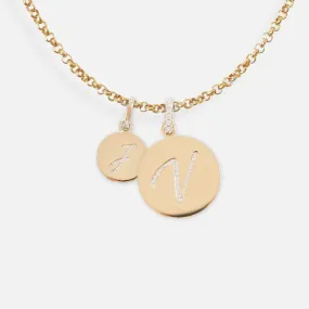 14K Gold Pavé Diamond Initial Medallion Necklace