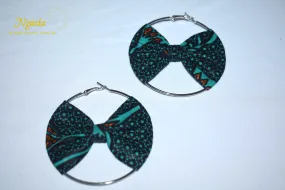 African Print Creole Hoop Earrings, Spicy Green - ER30