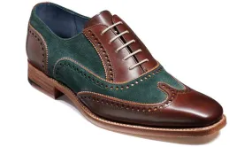 Barker Spencer Brogue Derby  - Walnut Calf/Green Suede