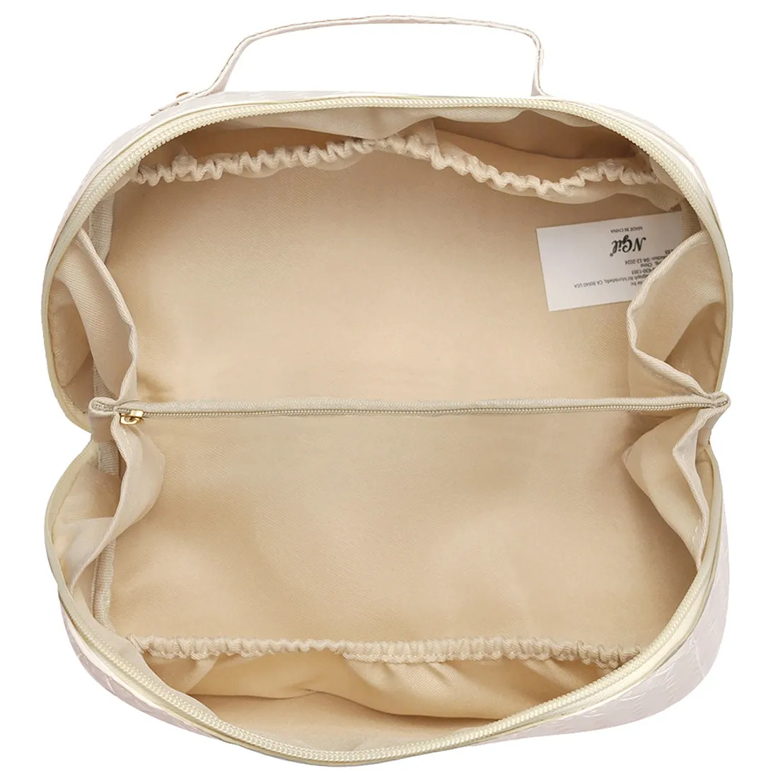 Basket Weave Cream NGIL Medium Faux Leather Travel Toiletry