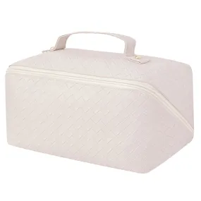 Basket Weave Cream NGIL Medium Faux Leather Travel Toiletry