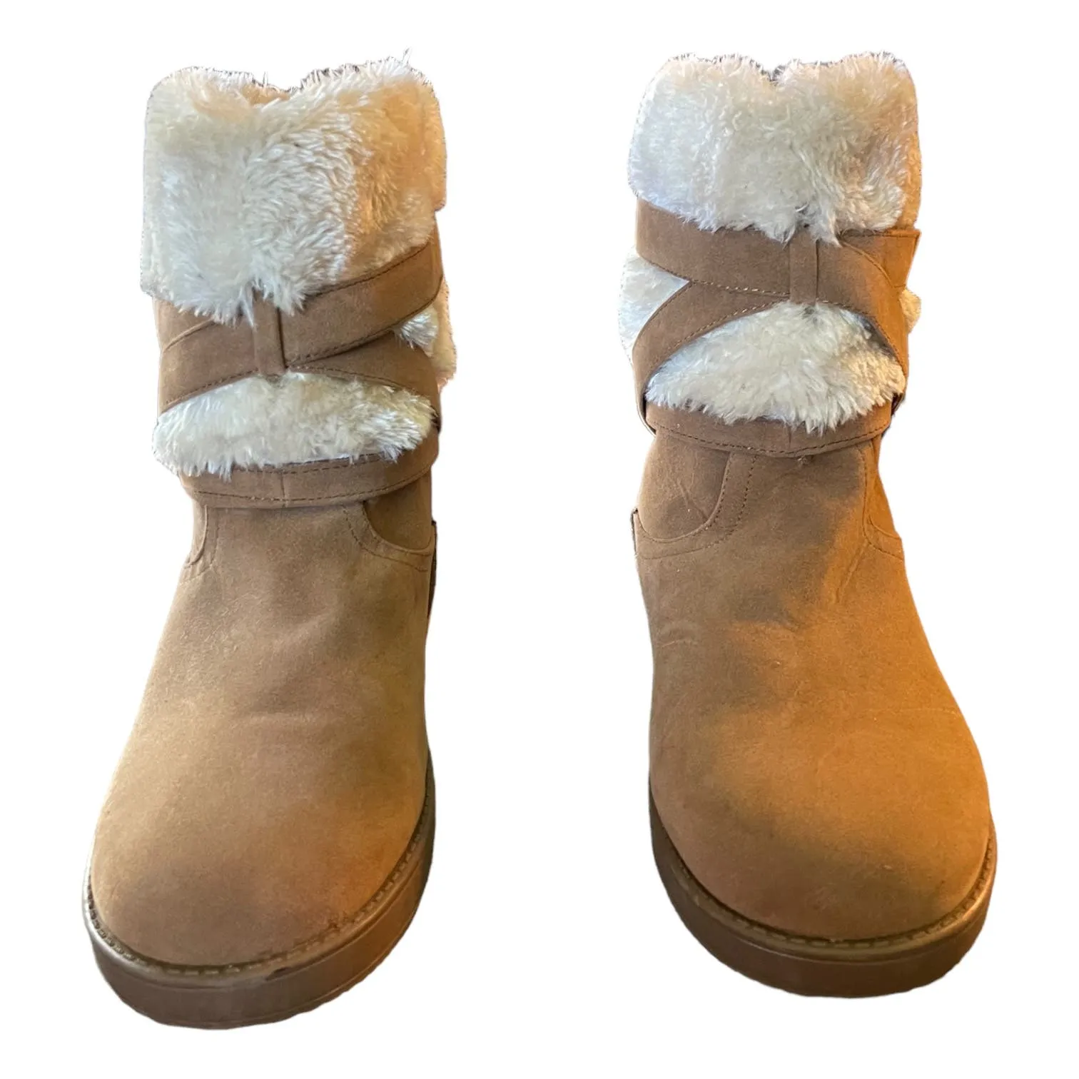 G By Guess Vegan Suede With Fur Trim Azzie Boots Size 10 NEW