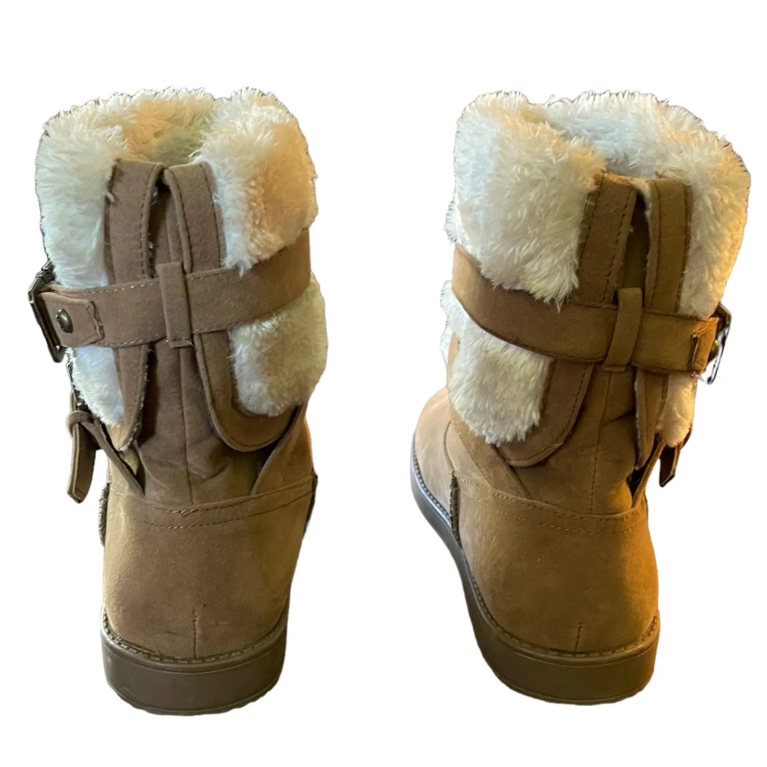 G By Guess Vegan Suede With Fur Trim Azzie Boots Size 10 NEW