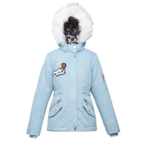 Girls' Parka Jacket with Faux Fur Hood