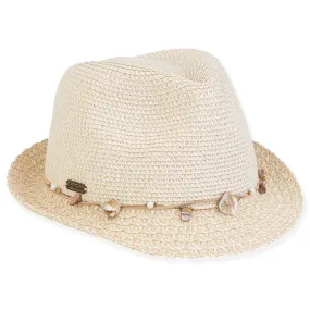 Jolly Paper Straw Fedora Hat in Ivory