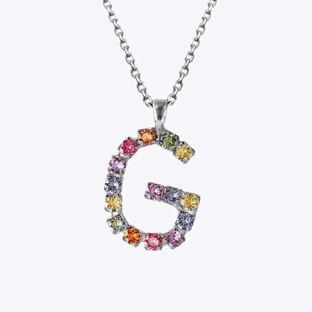 Letter Necklace G / Rainbow Combo