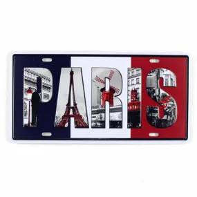 Paris Decorative Tin Metal License Plate